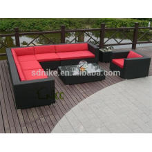 SZ- (34) mobiliário de exterior sofá vime / rattan sofá em forma de l com mesa de canto